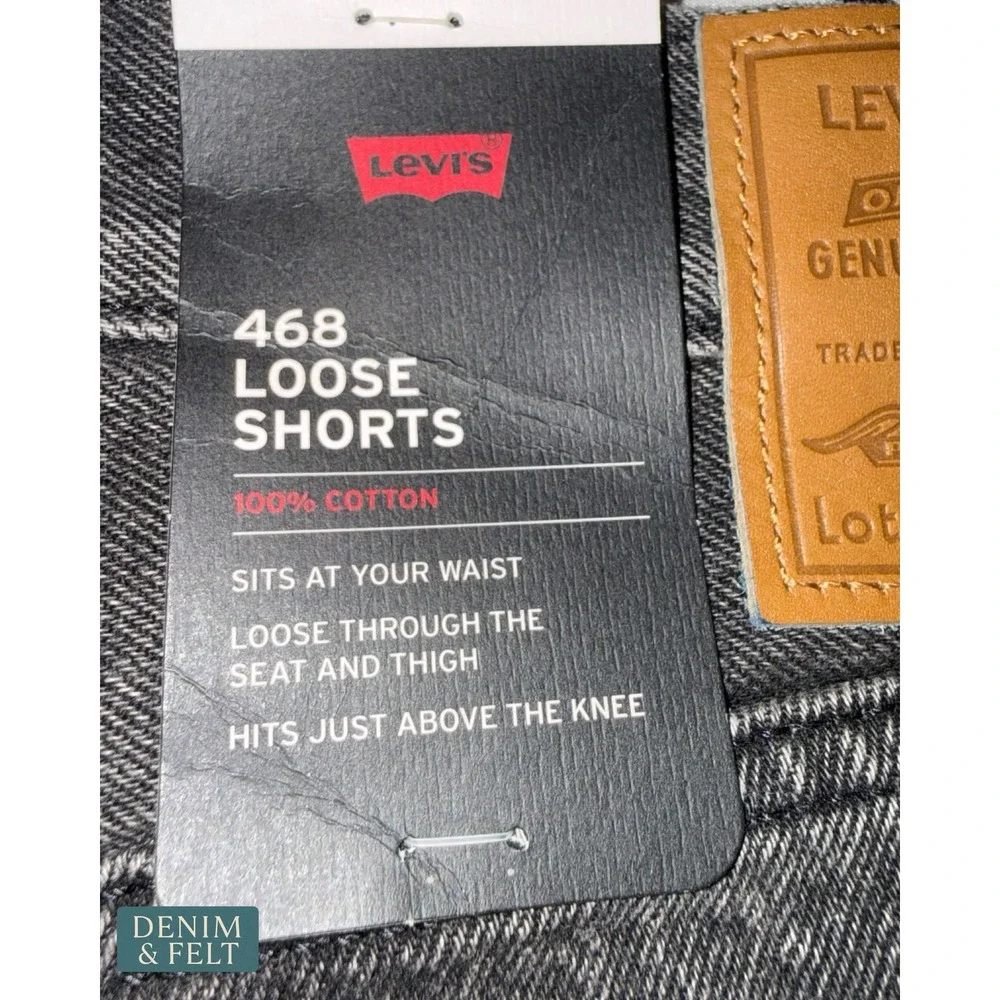 NEW Levis 468 Stay Loose Denim Shorts Black We Got Motion Baggy 9O's Mens 34